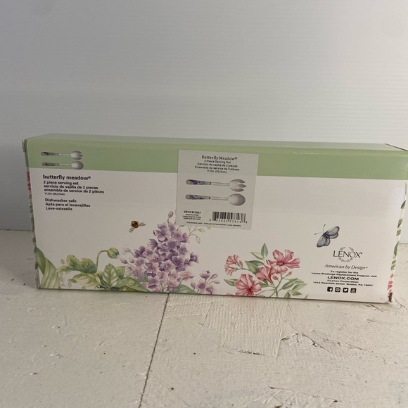 NIB Lenox Butterfly Meadow 2 Piece Serving Set Spoon and Slotted Spoon - Picture 3 of 11